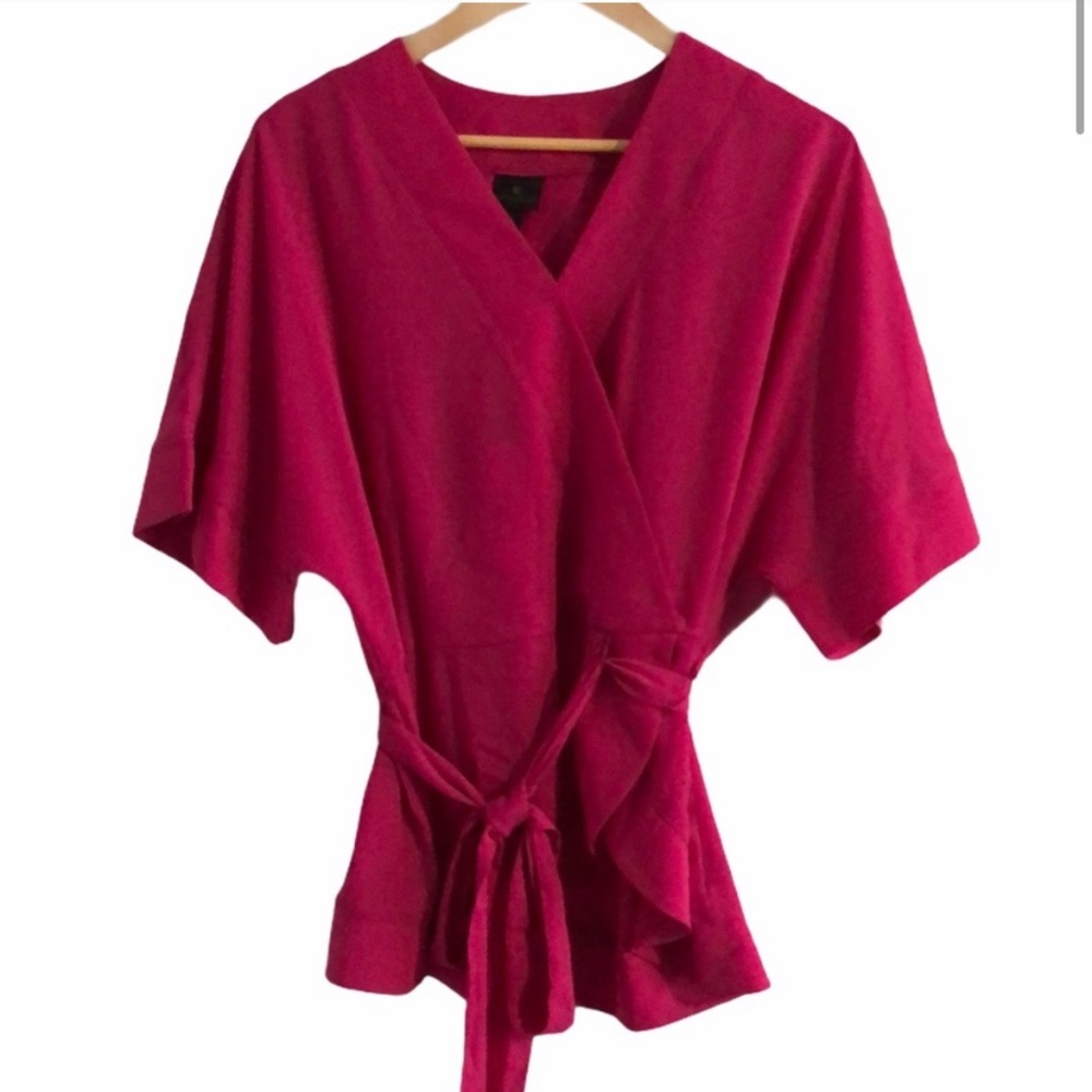 Worththington fuschia blouse with tie-bow